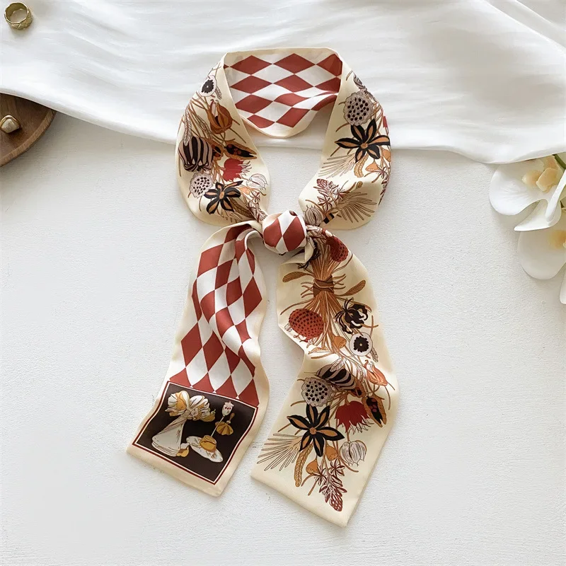 

Spring Summer Small Streamer Temperament Scarf Small Long Strips for Women's Hairband Tied Bag Streamer Decoration Scarf