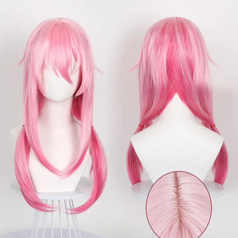 

Synthetic Pink Gradient Cosplay Wig Natural Scalp Top Heat Resistant Long Wavy Hair Party Costume Anime