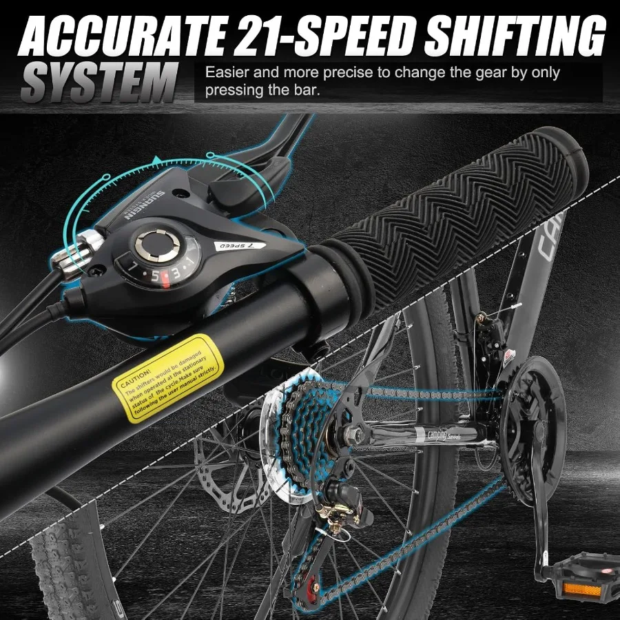 Sepeda Gunung 24 26 27.5 Inci Pria Wanita Sepeda Gunung dengan 21 Kecepatan Sepeda Dewasa Rem Cakram Ganda Garpu Suspensi dan Karbon Tinggi