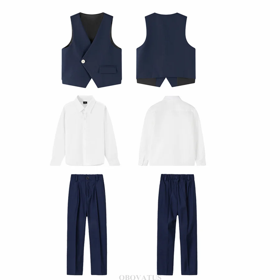 Luxury Children Formal Suit Set for Teenager Boy Wedding Party Anniversary Clothing Set 4 Pieces Kids School Uniform Outfit Wear view 4