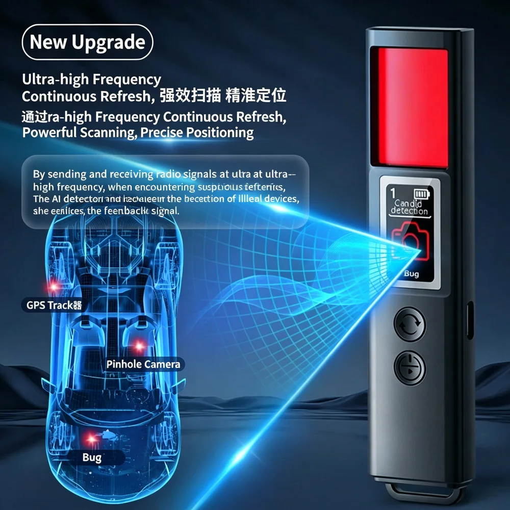 New Cam detector anti-peeping Hotel camera viewfinder anti-peeping infrared scanner signal source anti-lost sound light alarm