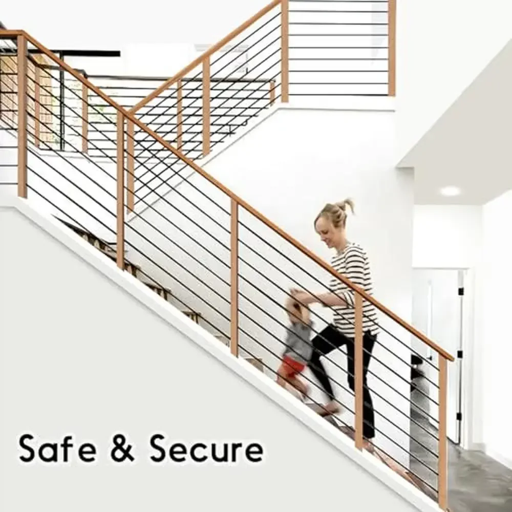 طقم درابزين شريط أفقي مكون من 7 عبوات من مغزل سطح السفينة السوداء وسياج الدرج الحديدي #2