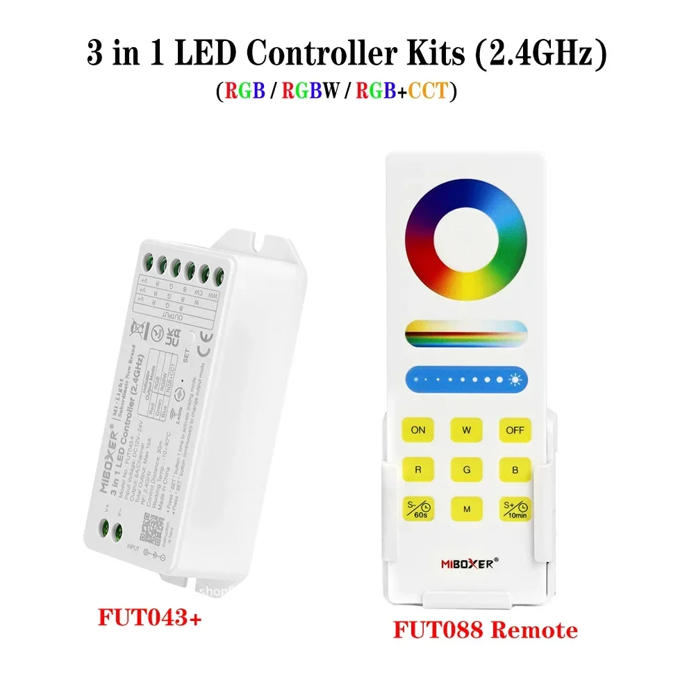 

Miboxer (RGB RGBW RGB+CCT) 3 in 1 LED Strip Controller FUT043+ & RF Remote /2.4G Gateway control Light Dimmer