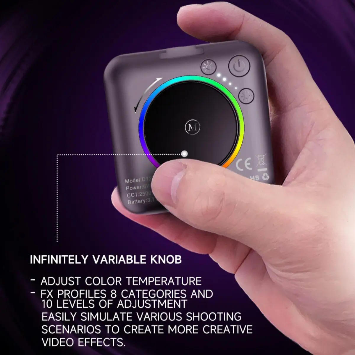 ZlICOYO Mini lekki telefon RGB Lighting Studio Light |   oświetlenie statywu |   10 trybów dynamicznych + regulacja RGB