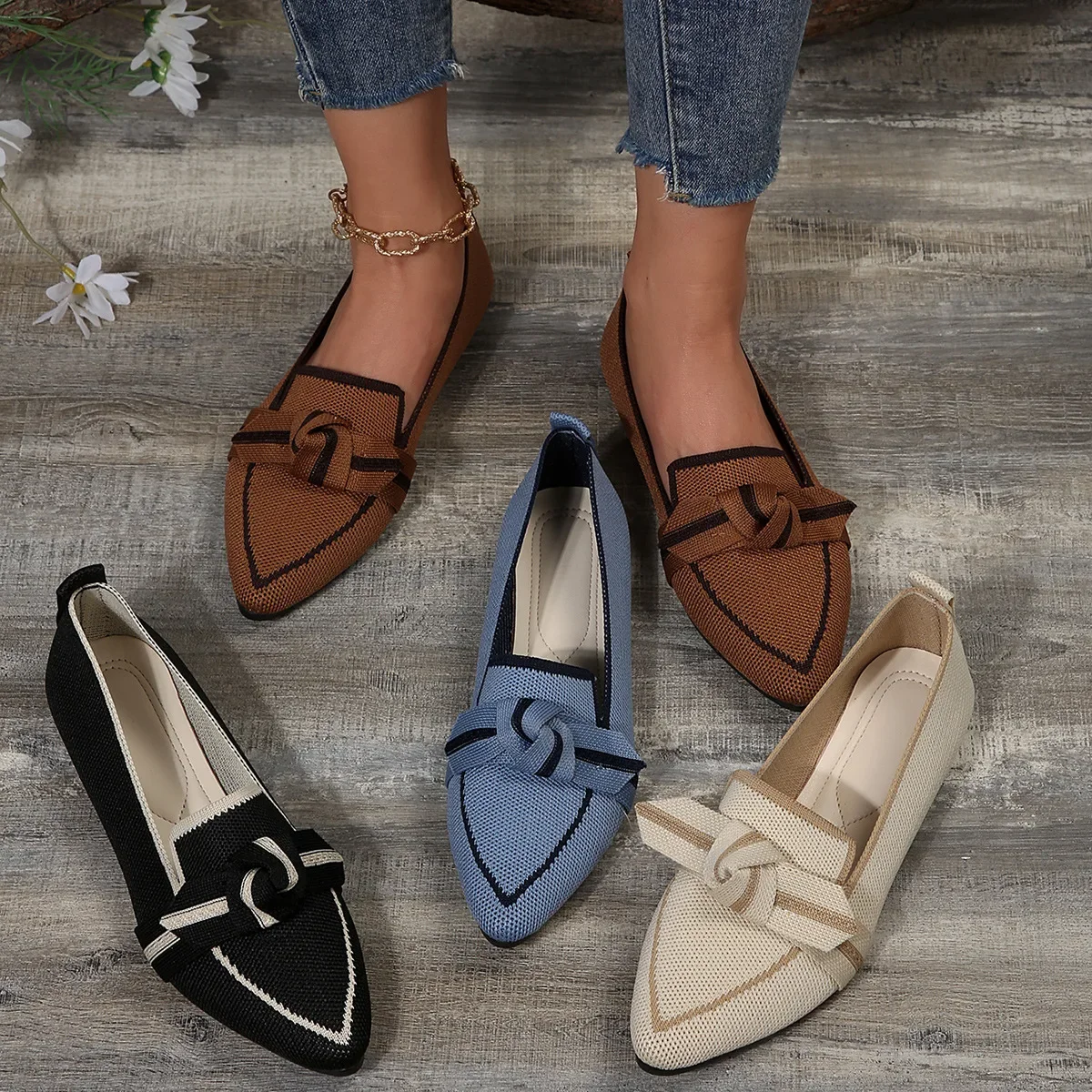 

Lightweight pointed women's shoes spring and autumn 2026 new bow comfortable non-slip women's shoes