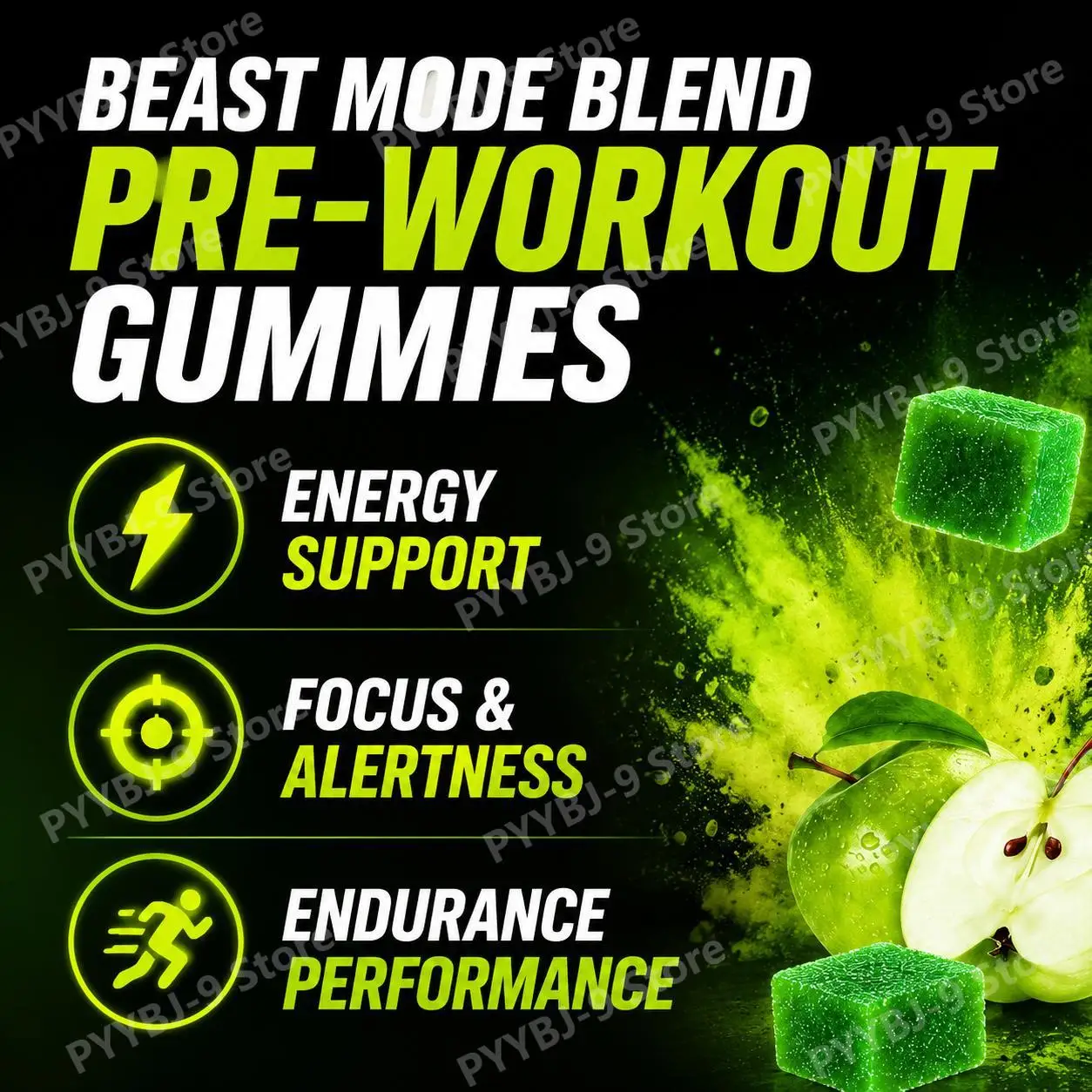 Docteat Beast Mode Blend Pre Workout Gummies, Energy Focus & Endurance Support for Strength Training & Active Gym Days, 70 Count