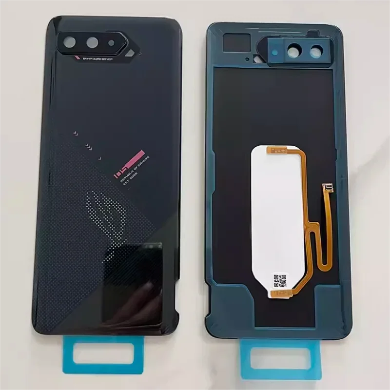 Rear Housing For Asus ROG Phone 5 / 5S ZS676KS 6.78“ Glass Back Cover Repair Replace Phone Battery  Case With Camera Lens