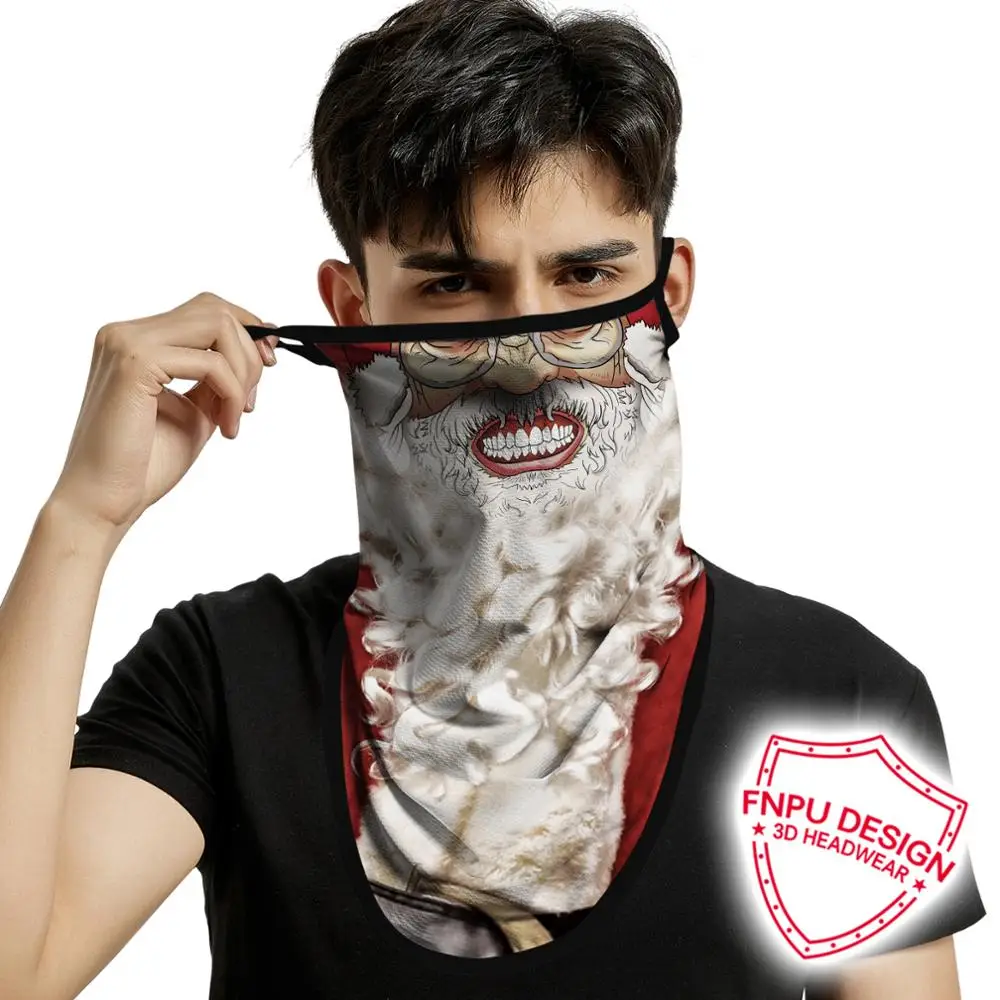 Motorcycle Christmas Face Shield Santa Claus Print Seamless Earhook Sports Scarf Neck Tube Face Hiking Scarves Riding Face Masks