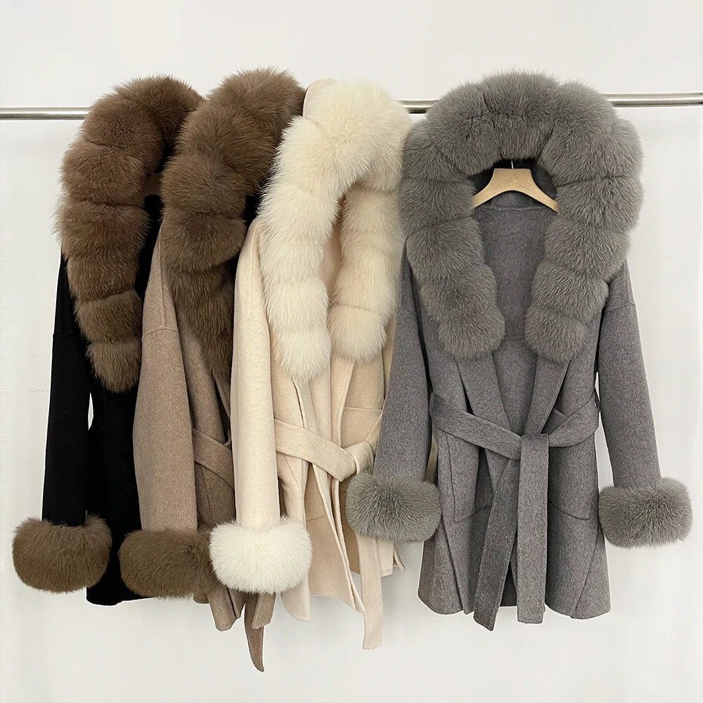 

Женская шуба из натурального меха, шерстяные и пальтовые модели, роскошные зимние пальто для женщин, новинка в категории пальто и курток, внешняя одежда, Корея