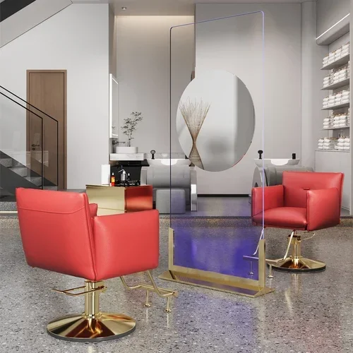 

Barber Shop Dressing Table Double-Sided Floor Hair Salon Mirror HD Light Luxury Salon Mirror