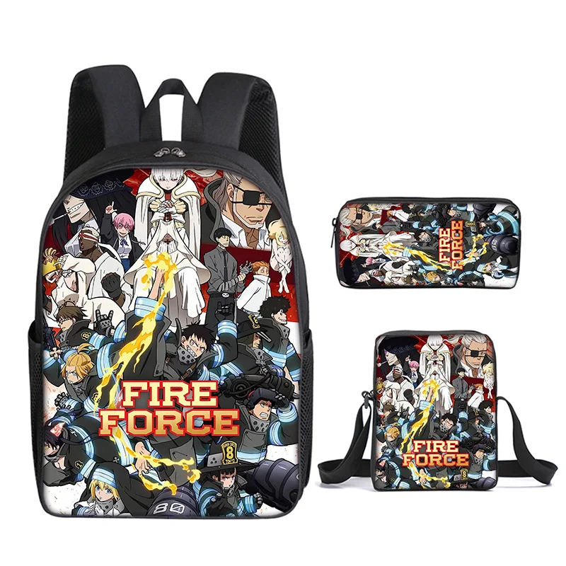 

Роскошные популярные Fire Force сезон 3, 3D принт, 3 шт./компл., школьные сумки для ноутбука, рюкзак, наклонная сумка на плечо, пенал