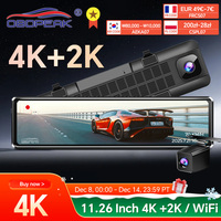 H8 4K+2K 11.26 Inch Rear View Mirror Dash Cam SONY IMX415 Car Dvr Camera  GPS WIFI Video Recording Super Night Vision Dual Lens