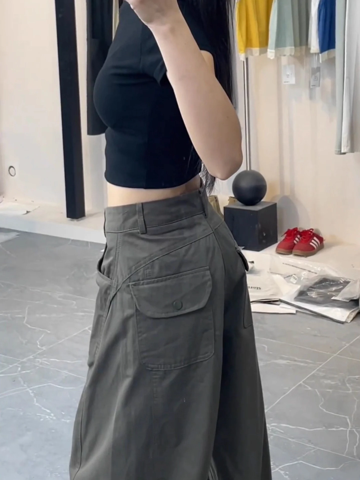 

Военные многокарманные рабочие брюки с высокой талией, широкими штанинами, эффектом подтяжки ягодиц, утягивающие, мужские и женские, повседневная одежда