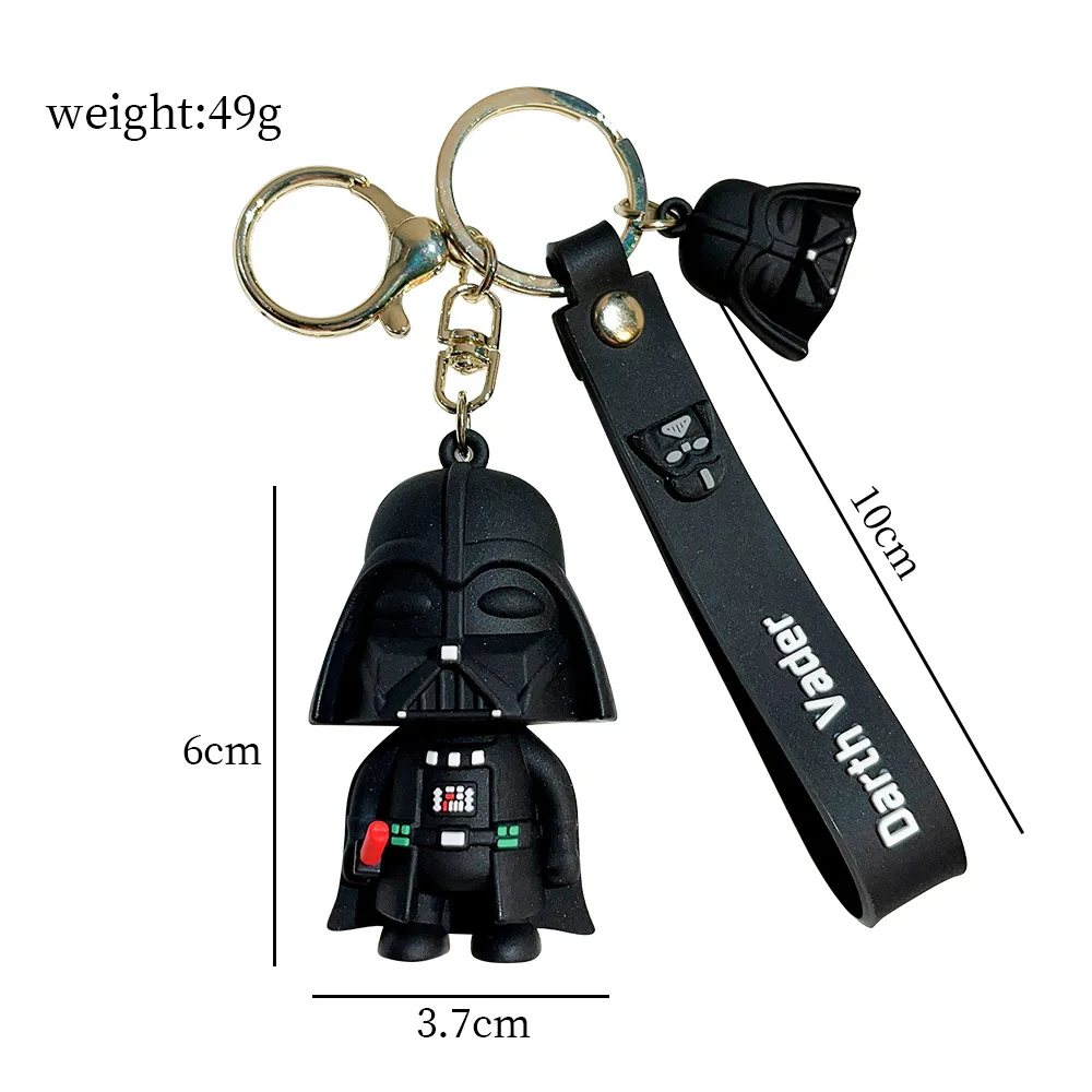 Star War Keychains Darth Vader Pendant Car Key Chain Black White Cartoon Keyring Anime Action Figure Mini Model For Toys