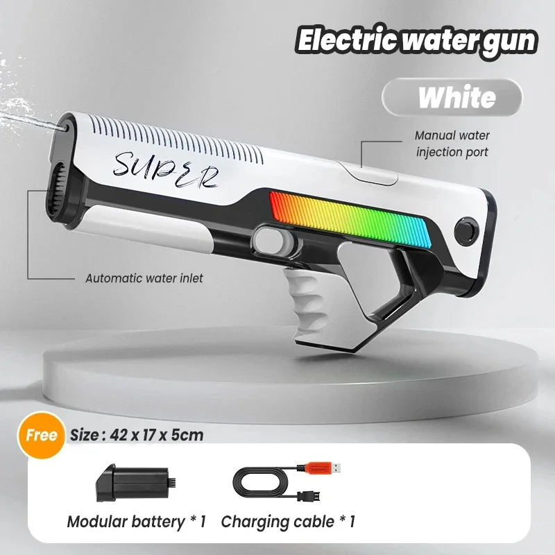 Pistolet à eau pour piscine d'été, jouet de tir entièrement électrique à haute pression et à absorption d'eau automatique pour garçons