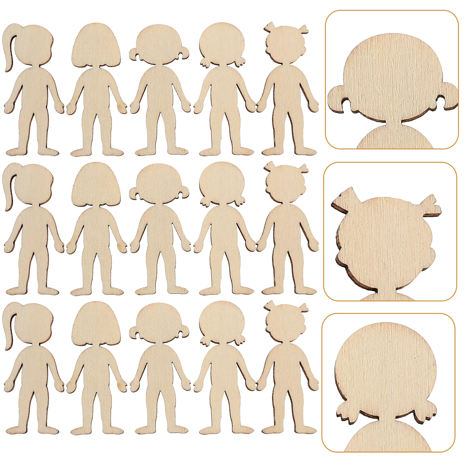 

50pcs Wood Cutouts Unfinished Wooden Figure Chips For Kids Hand-Painted Craft Diy Decor Wood Figure Cutouts Handicraft Sewing
