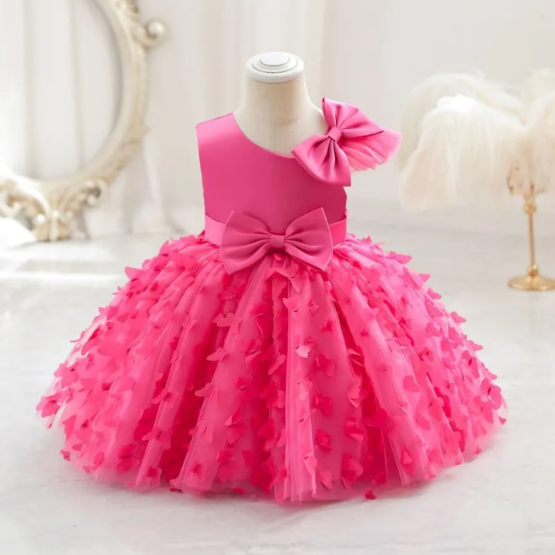 Girl's New Princess Mesh Embroidered Flower Children's Dress Small Medium Peng Peng Mesh Birthday Dresses Party Wedding