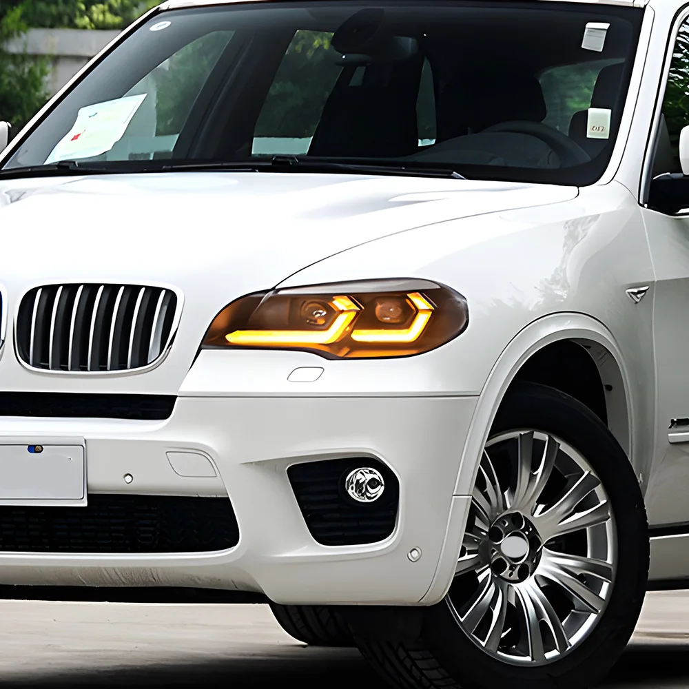 

Для BMW X5 E70 30i 35i 40i 2007-2013 Автомобильные фары в сборе Обновление светодиодного двойного L-объектива проектора Plug and Play Инструменты Аксессуары