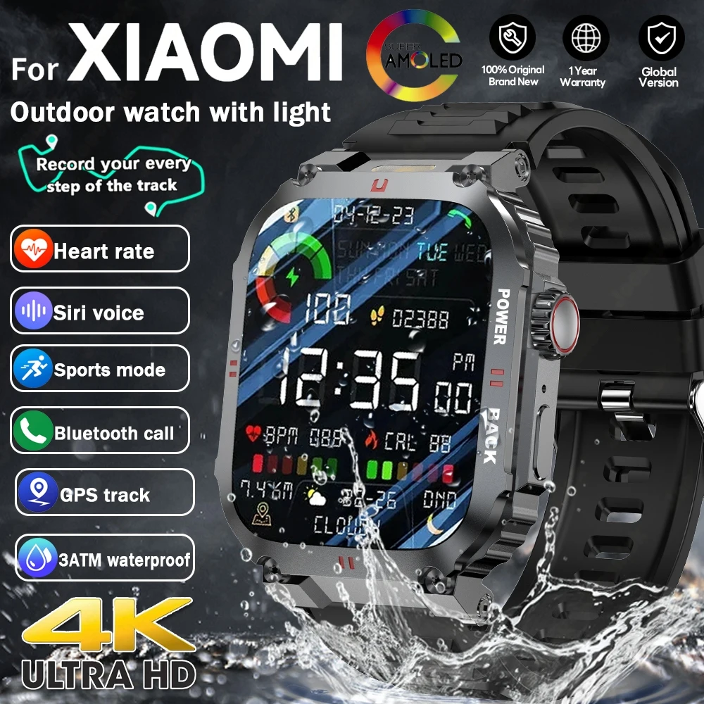 

Мужские умные часы для занятий спортом на открытом воздухе, фитнесом, фонариком, мониторинг здоровья, 1,91 дюйма, полноэкранный сенсорный Bluetooth-вызов, умные часы 2025