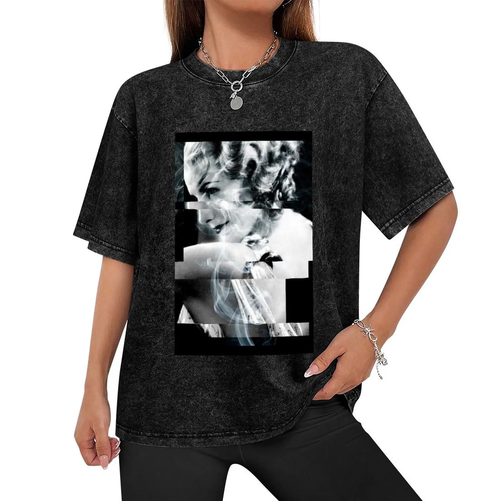 Barbara Stanwyck - SmokeGlitch T-Shirt anime street wear graphic shirts mens t shirt graphic