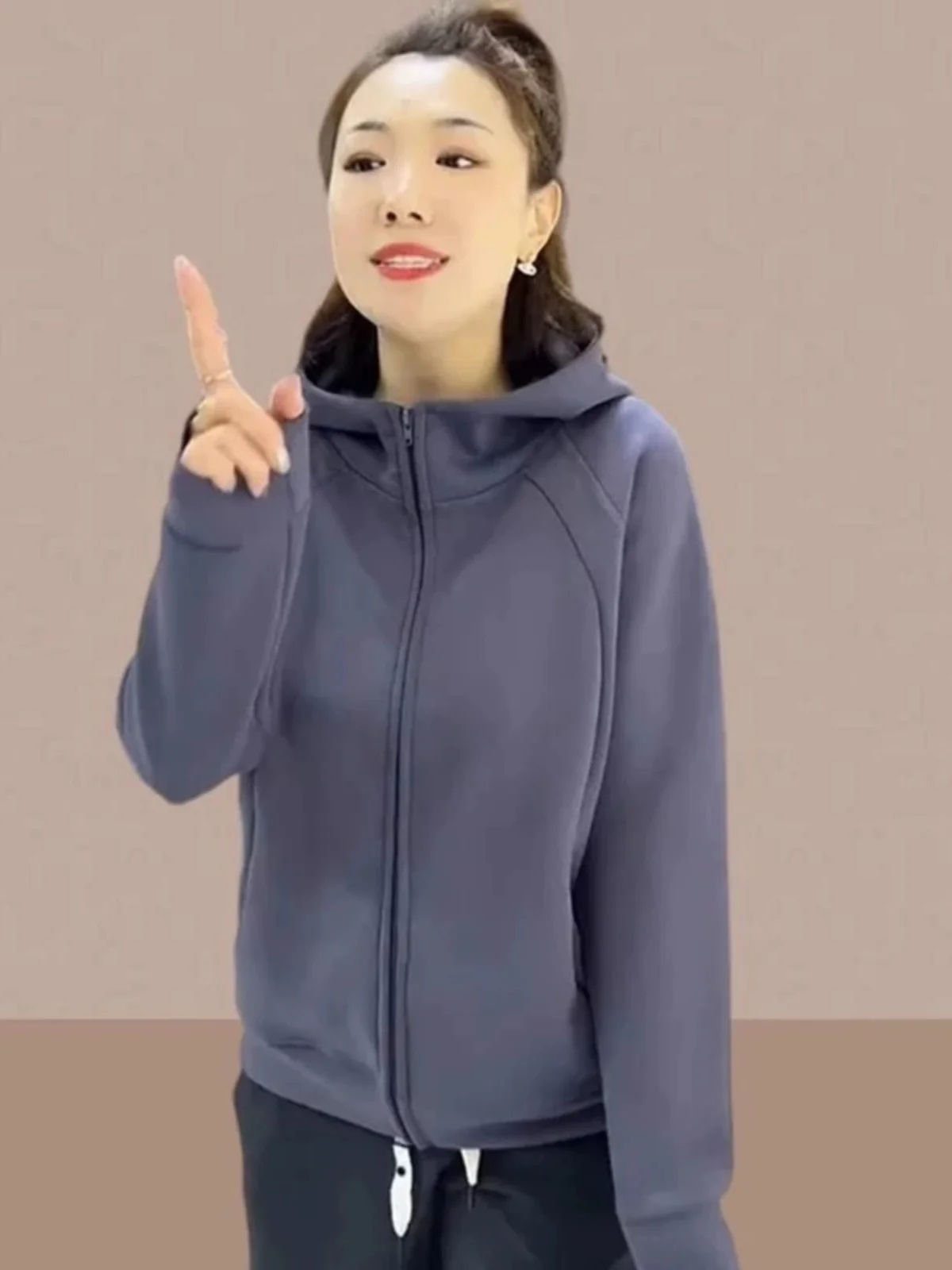 Thiened Fce フード付きジッパーカーディガン スウェットシャツ レディース アウター 秋冬 レギュラー Sve ロングフード付き 通勤 Sle