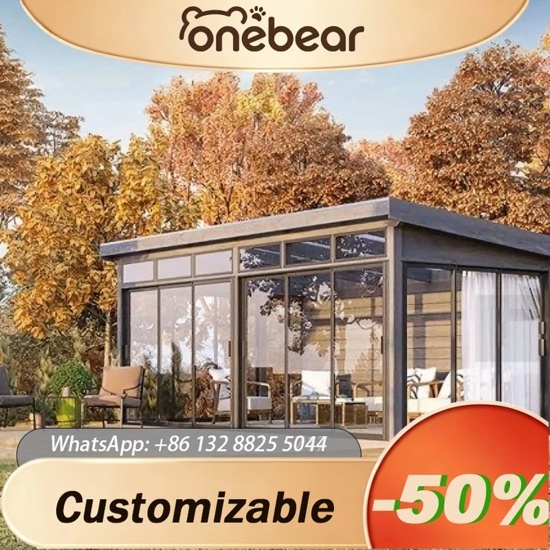 Any Size Custom Movable Villa Sunroom Steel Frame Tempered Glass Eco Solar Modern Outdoor Household Building Design