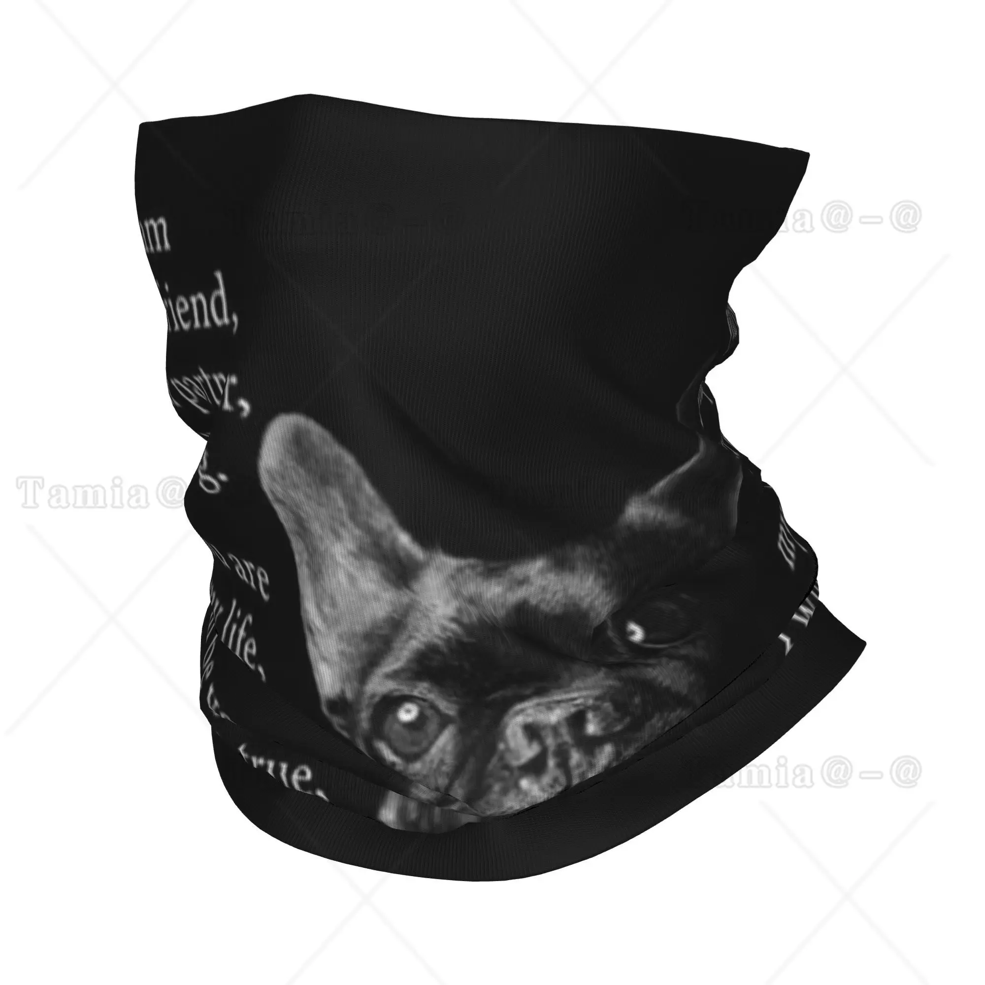 Custom Black French Bulldog  Bandana Neck Warmer Men Women Winter Ski Tube Scarf Gaiter Dog Animal Face Cover