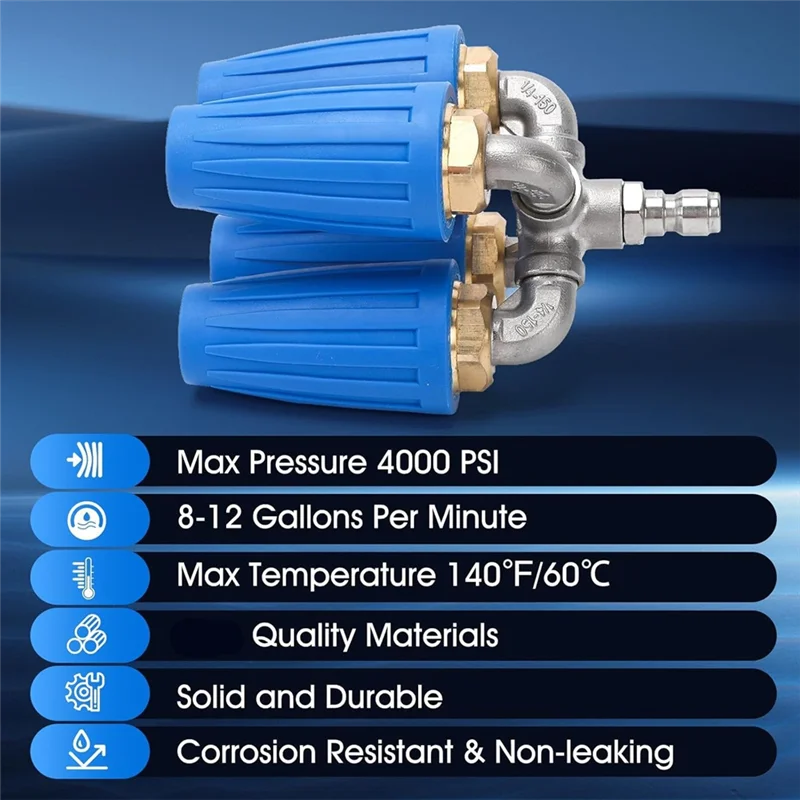 AA81-4-In-1 Turbo Nozzle Pressure Washer, 360° Rotating Turbo Nozzle With 1/4Inch Quick Connector, 2.5 Orifice,4000 PSI Ma