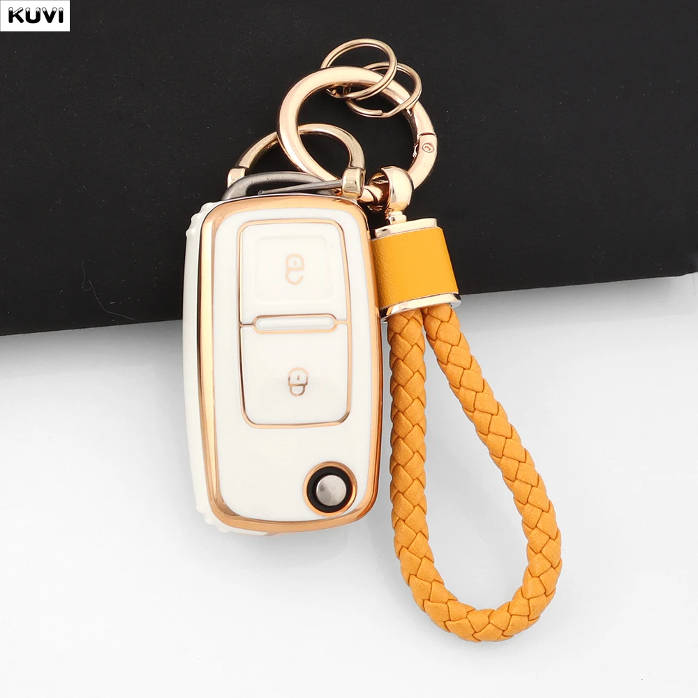 Plating TPU Car Key Case Cover 2 Buttons Shell For VW Volkswagen Golf 4 5 6 Jetta MK4 Bora Passat Polo Bora Touran Skoda Seat view 4