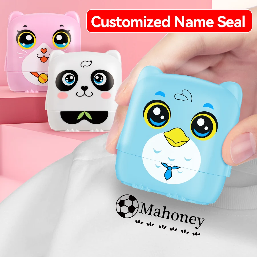 Children's Name Seal Custom personalized logo black ink Student's Stamp Kindergarten Clothes Waterproof Name Sticker gift set