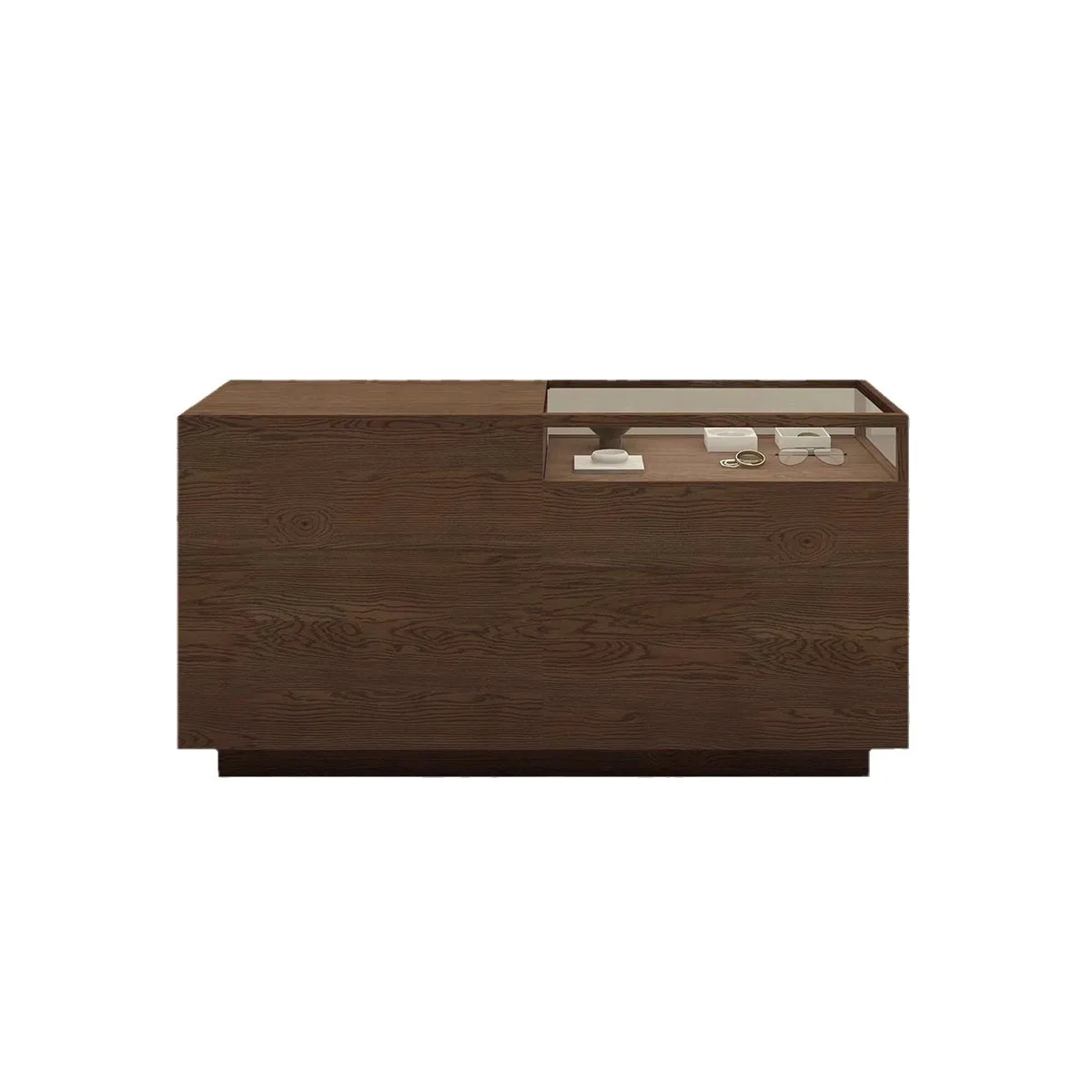 Simple jewelry retro wood grain checkout page glass front counter retro nakajima rack