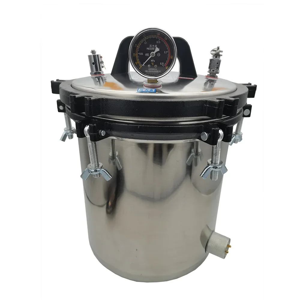 Auto Heated 12/18/24L Autoclave Steam Sterilizer Stainless Steel Shell Pressure Canner Steam Autoclave for Lab Culture Medium