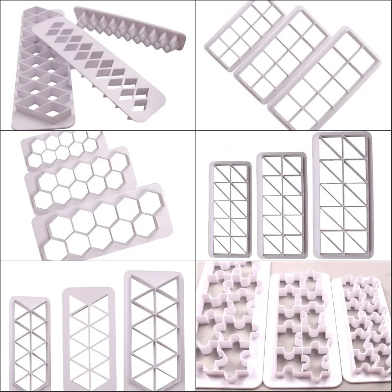 3Pcs/set Square Geometric Cookie Cutting Mold Fondant Cookie Cutter Geometry Cake Mold Fondant Biscuit Mold Cake Decorating Tool