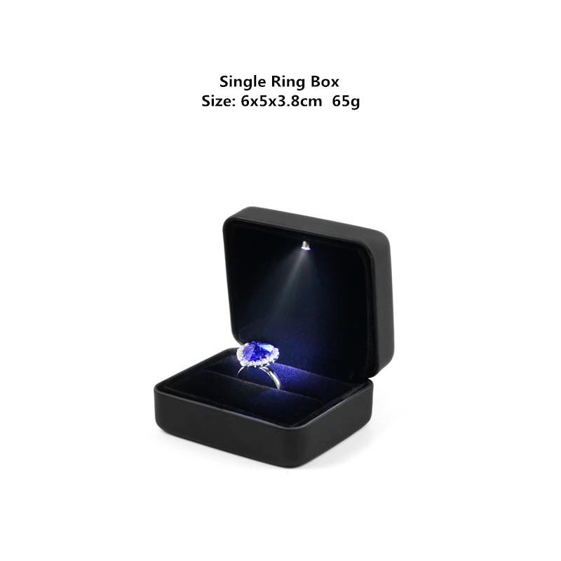 LED Ring Box Wedding Engagement Pendant Bangle Bracelet Earring Storage Case Customized Logo Gift Packaging