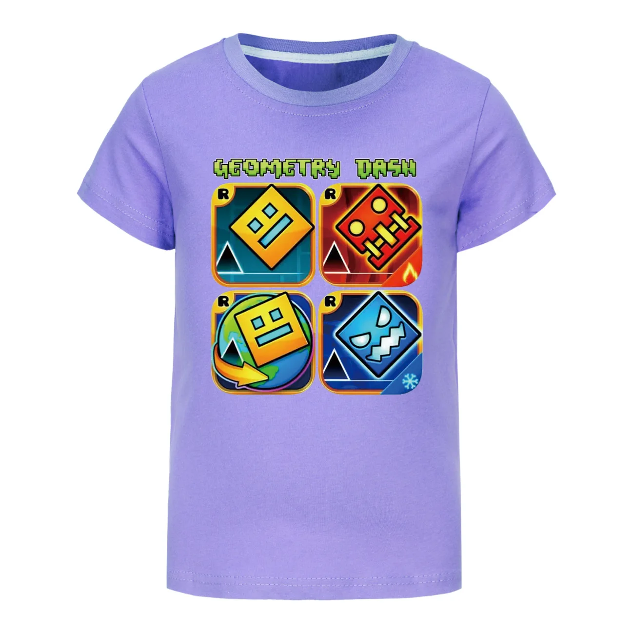 Geometry Dash TShirt Kids Cartoon Clothes Boys 100% Cotton T-shirt Children Fashion Clothing Toddler Girls Short Sleeve Tops