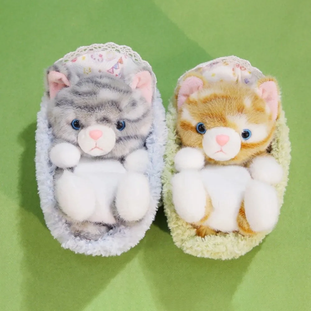 Cesta para dormir, juguete de peluche de gato negro, animales de peluche, muñeco de gato de peluche peludo, muñeca de mesa de gato suave de dibujos animados, decoración del hogar