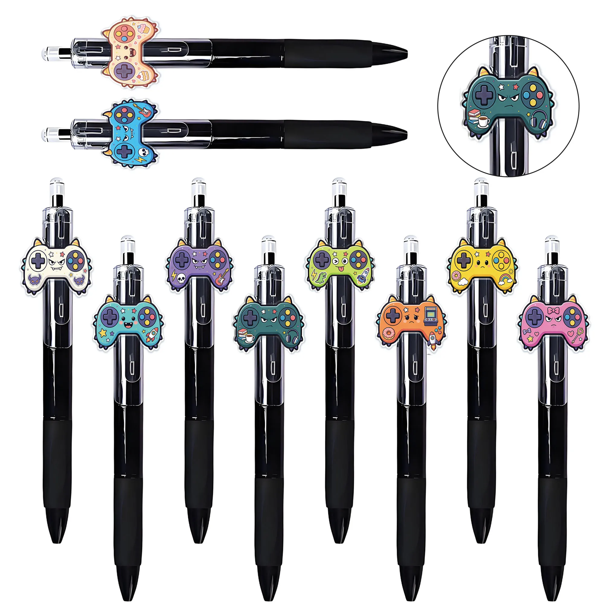 10 bolígrafos creativos con diseño de control de videojuegos, serie Monster, bolígrafo creativo de presión, regalo para estudiantes de la temporada escolar
