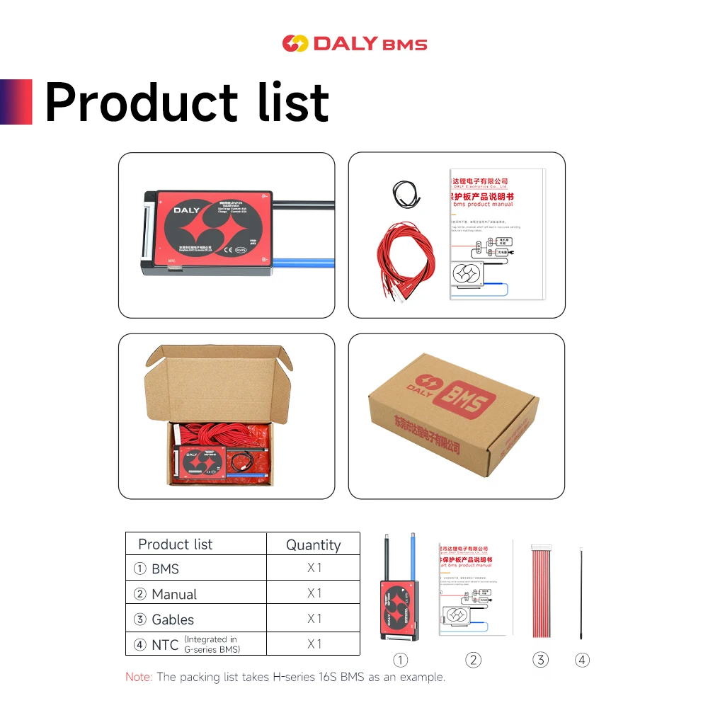 DALY 10S 36V Li-ion BMS with NTC 7S 24V 13S 48V For 3.7V Power Battery and 18650 and Lifepo4 4S 12V 8S 24V