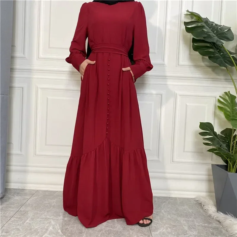 

EID Ramadan Islamic Clothing Turkey Nida Abayas with Free Belt High Quality Muslim Modest Simple Dress Vestido Longo Feminino