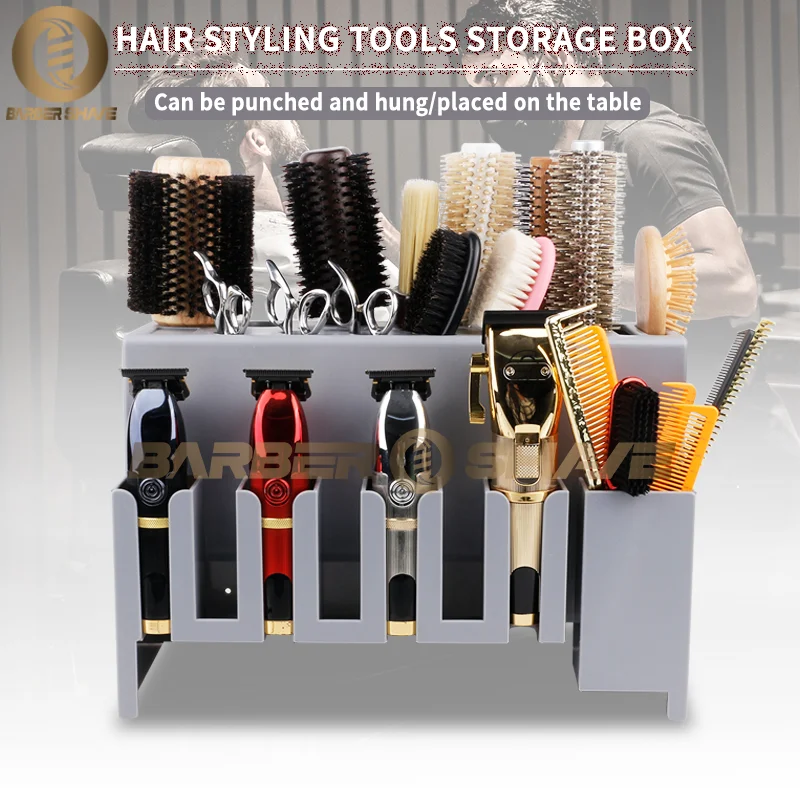 Professional Barber Storage Box Scissors Comb Rack Hairdressing Styling Tools Salon Storage Holder Organizer Barber Accessories