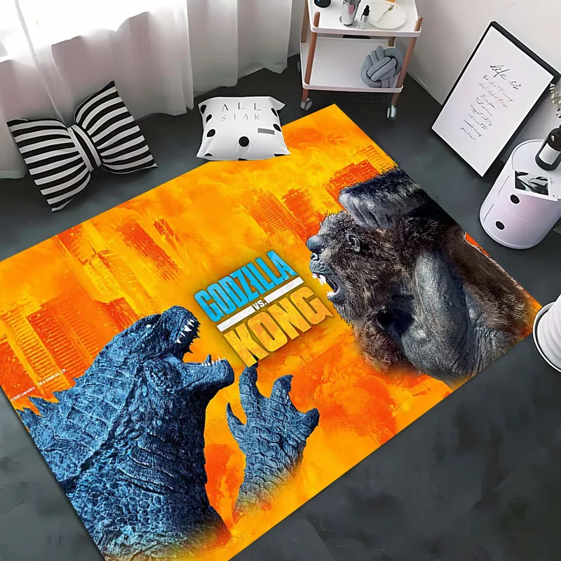 3D Printing Godzilla VS Kong Carpet for Living Room Bedroom Hallway Long Strip Mat Anti-slip Soft Rug Sofa Doormat Home Kitchen