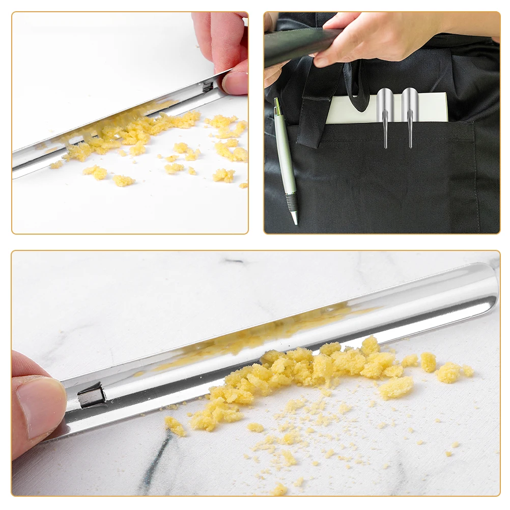 

2pcs Bread Cleaning Scraper Stainless Steel Silver Restaurant Bread Crumb Scraper Kitchen Countertop Dining Table Portable
