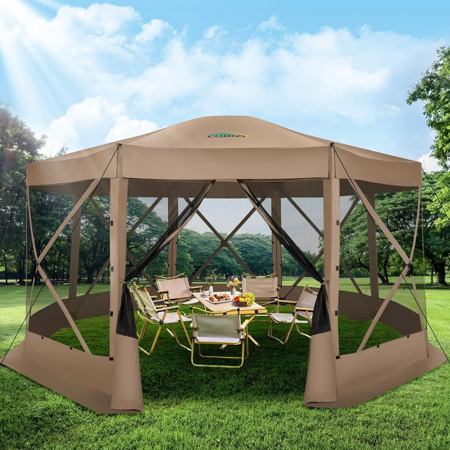 

15x15 Pop Up Screen Tent Gazebo House Camping Mosquito Netting Instant Canopy w/Bag & Stakes, Customized
