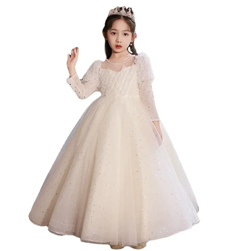 Girl's Princess Dress Flower Girl Dress 2024 New Children's Immortal temperament Host Piano Performance Dress