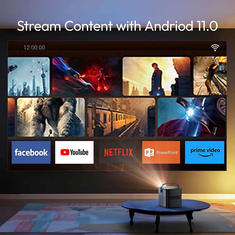 U80 Max 3D 4K Mini LED Portátil Vídeo Home Theater DLP Inteligente Android WIFI Full HD 1080P Projetor Com Bateria Ensino