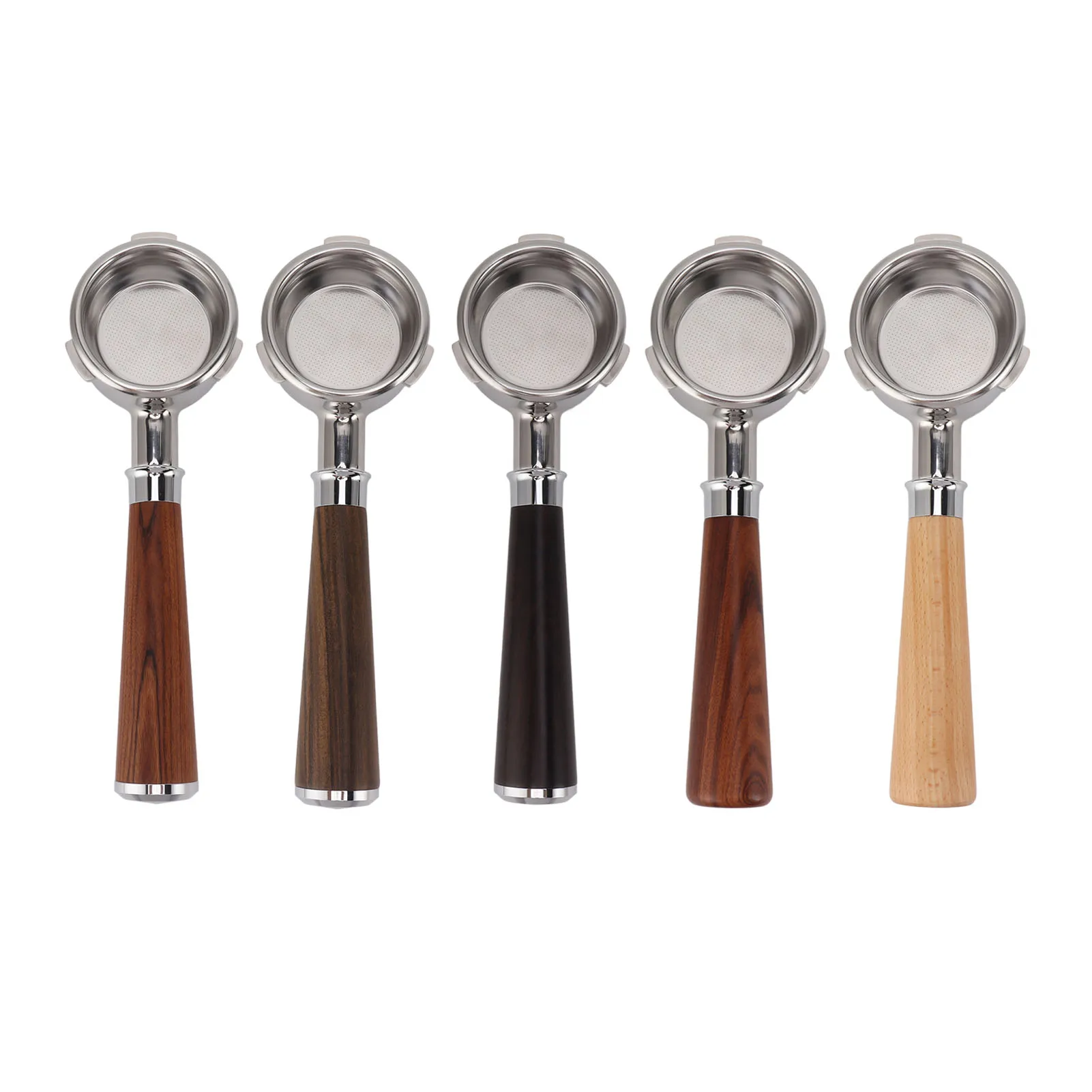 8mm Bottomless Portafilter 3 Ears Stainless Steel Coffee Portafilter Solid Wood Handle for Barsetto Coffee Machine