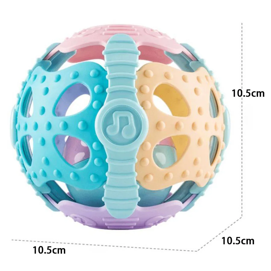 Hochet à main pour enfants/balle en caoutchouc souple éducative/jouet monfortable en caoutchouc souple apaisant pour 1-6 ans