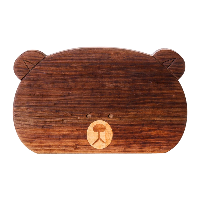 Cute bear set creative walnut chopping board plate ins wooden tray online celebrity tableware plate rectangular.