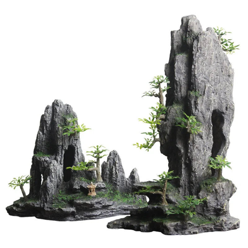 Fish tank landscaping rockery decoration water grass stone small ornaments small aquarium set interior avoidance hole full set