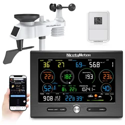 0370 WiFi Weather Station 7 in 1 Rain Gauge Weather Forecast Weathercloud Temperature Humidity 8 Channels 2024